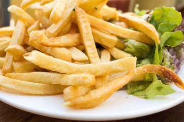 Golden French fries potatoes