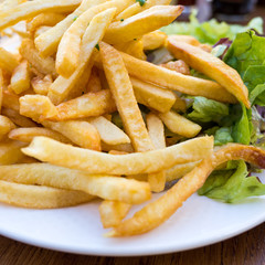 Golden French fries potatoes