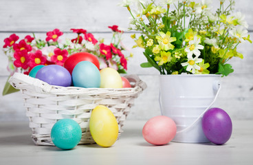 Basket with easter eggs