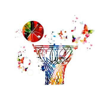 Colorful Vector Basketball Hoop And Ball Background