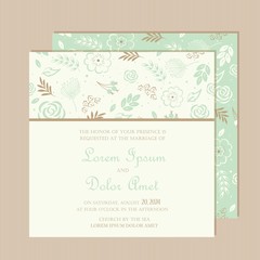 Wedding invitation card with beautiful floral background