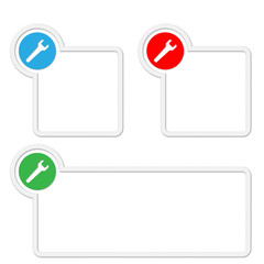 set of three text box with spanner