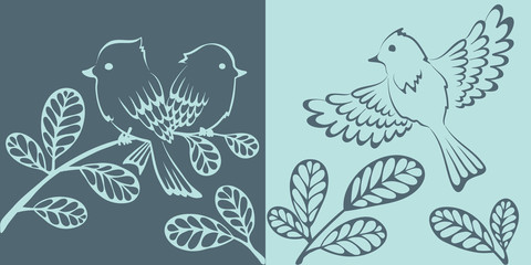 Abstract background - birds on tree