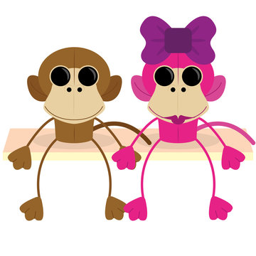 Vector Cartoon Couple Of Cute Characters Isolated