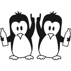 Betrunken Saufen Party Team 2 Pinguine