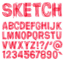 Hand drawn sketchy alphabet.