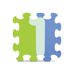 Vector number 1 written with alphabet puzzle