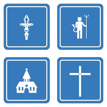 Symboles religieux en 4 panneaux