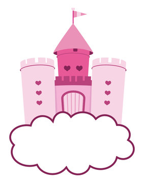 Cute Pink Castle In Clouds