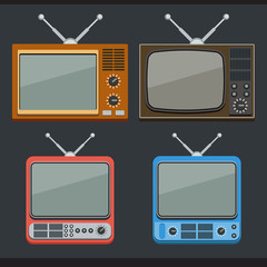 Retro TV sets flat icons