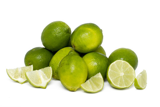  lime fruit isolated on a white background.