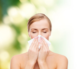 beautiful woman with paper tissue