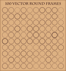 Set of 100  round frames in different styles.