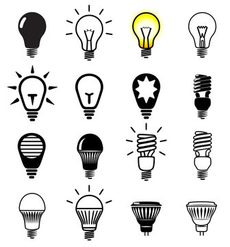 Set of light bulbs icons.