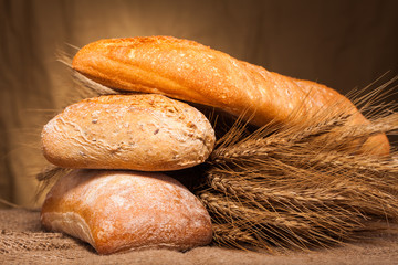 assortment of baked bread