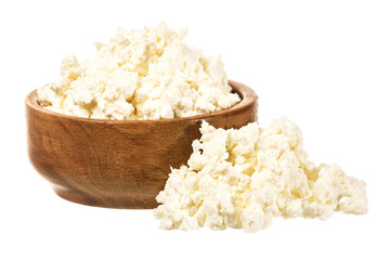 fresh curd cheese in the bowl