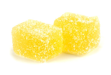 Delicious colorful marmalade isolated on white background