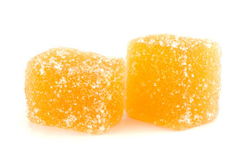 Delicious colorful marmalade isolated on white background