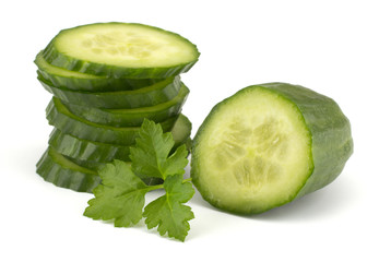 Fresh cucumber isolated on white background