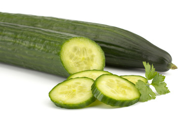 Fresh cucumber isolated on white background