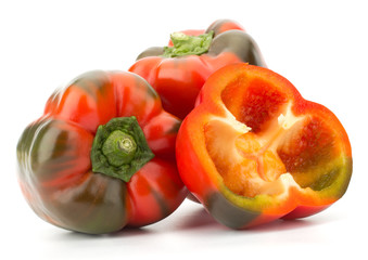 Bell peppers isolated on white background closeup