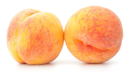 Ripe peach fruit isolated on white background