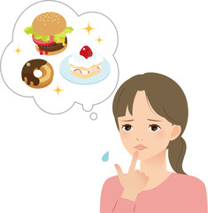 高カロリーを気にする若い女性