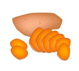 Delicious Fresh Sweet Potatoes on White Background
