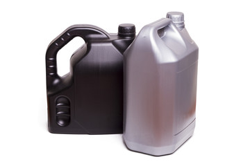 plastic containers of car oil
