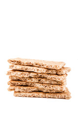 salt diet crackers on white background