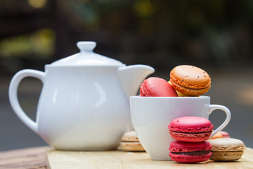 Macaron in  basket