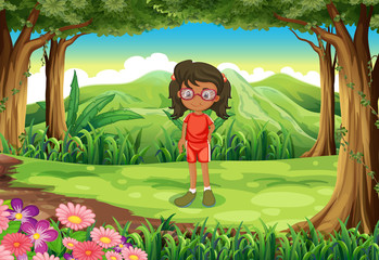 Obraz na płótnie Canvas A cute girl at the jungle