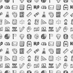 seamless doodle back to school element pattern background