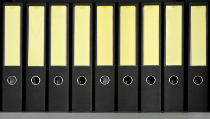 Row of black archive folders