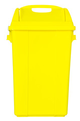 yellow trash on isolated white background