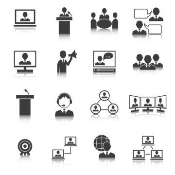 Business People Meeting Icons Set