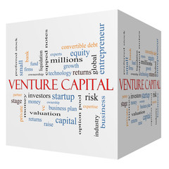 Venture Capital 3D cube Word Cloud Concept