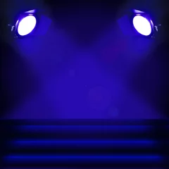 Papier Peint photo autocollant Lumière et ombre Spotlight stage shined with two studio lights