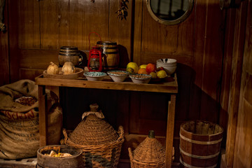 Old wooden ship pantry