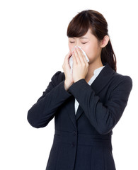 Asia businesswoman sneeze