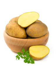 ripe potatoes isolated on white