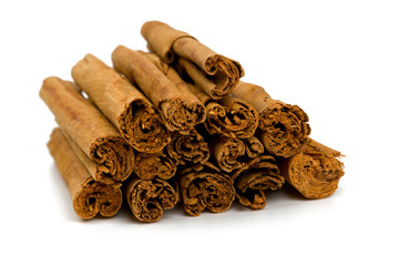 ceylon cinnamon sticks isolated on white