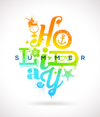 Summer holidays multicolored type design