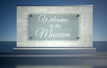 Welcome to the museum sign, illustration