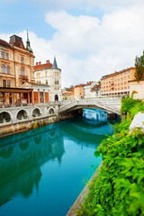 Ljubljanica river in Ljubljana - obrazy, fototapety, plakaty