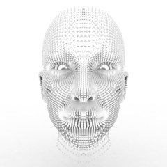 Portrait of futuristic 3d female model on white background