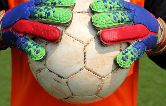 Soccer Goalkeeper Catching  Ball With Hands