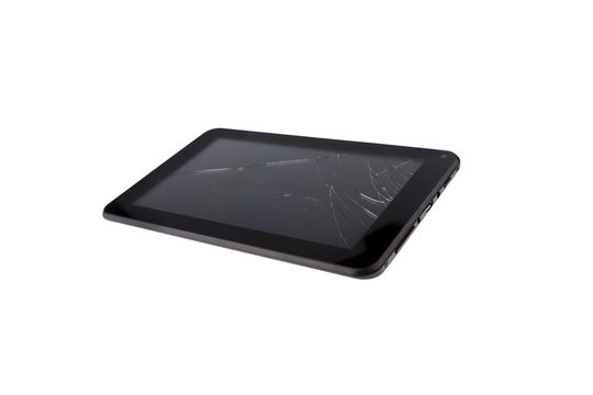 Broken Touch Screen on Black Digital Tablet PC - Stock Image