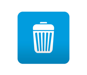 Etiqueta tipo app azul simbolo cubo de basura