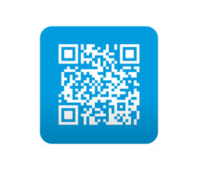 Etiqueta tipo app azul simbolo codigo QR